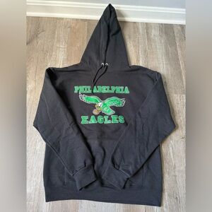 Philadelphia Eagles Birds Throwback Hoodie Sweatshirt Black Green Size M